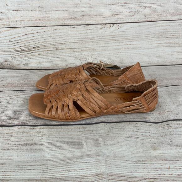 Bed Stu Lauren 2 Womens Sz 7 Huarache Sandals Tan DD Leather - Picture 6 of 11